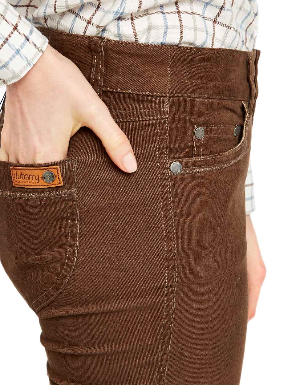 Mocha Coloured Dubarry Womens Honeysuckle Jeans on white background 