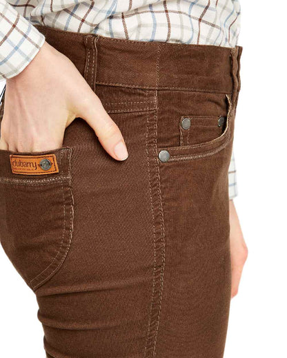 Mocha Coloured Dubarry Womens Honeysuckle Jeans on white background 