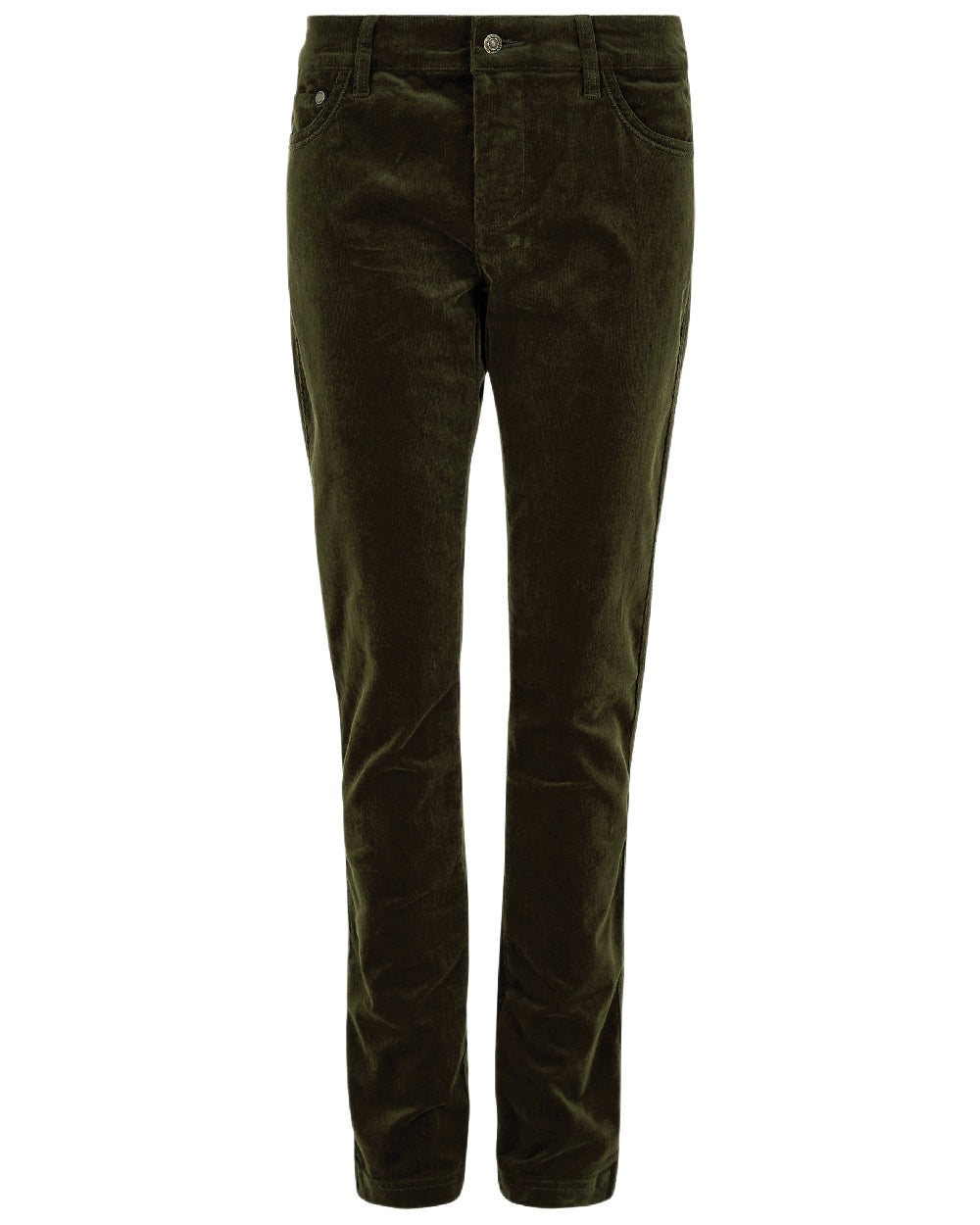 Olive Coloured Dubarry Womens Honeysuckle Jeans on white background 