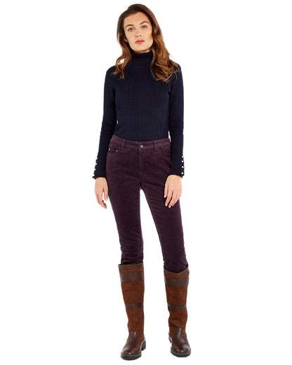 Plum Coloured Dubarry Womens Honeysuckle Jeans on white background 