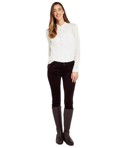 Ruby Coloured Dubarry Womens Honeysuckle Jeans on white background 