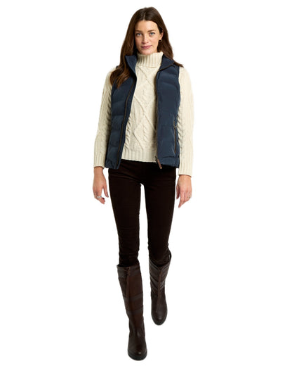 Navy coloured Dubarry Womens Kilcarey Quilted Gilet on white background 