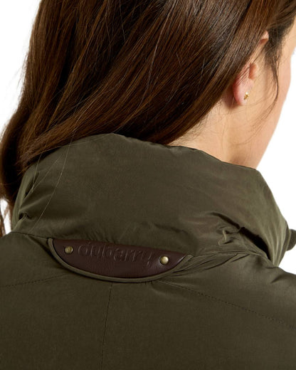 Olive coloured Dubarry Womens Kilcarey Quilted Gilet on white background 