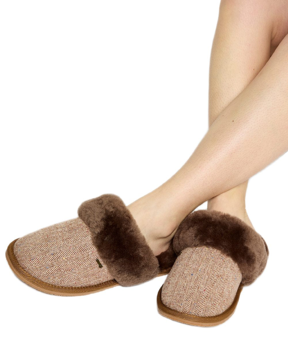 Camel Coloured Dubarry Womens Mullingar Mule Slippers on white background 