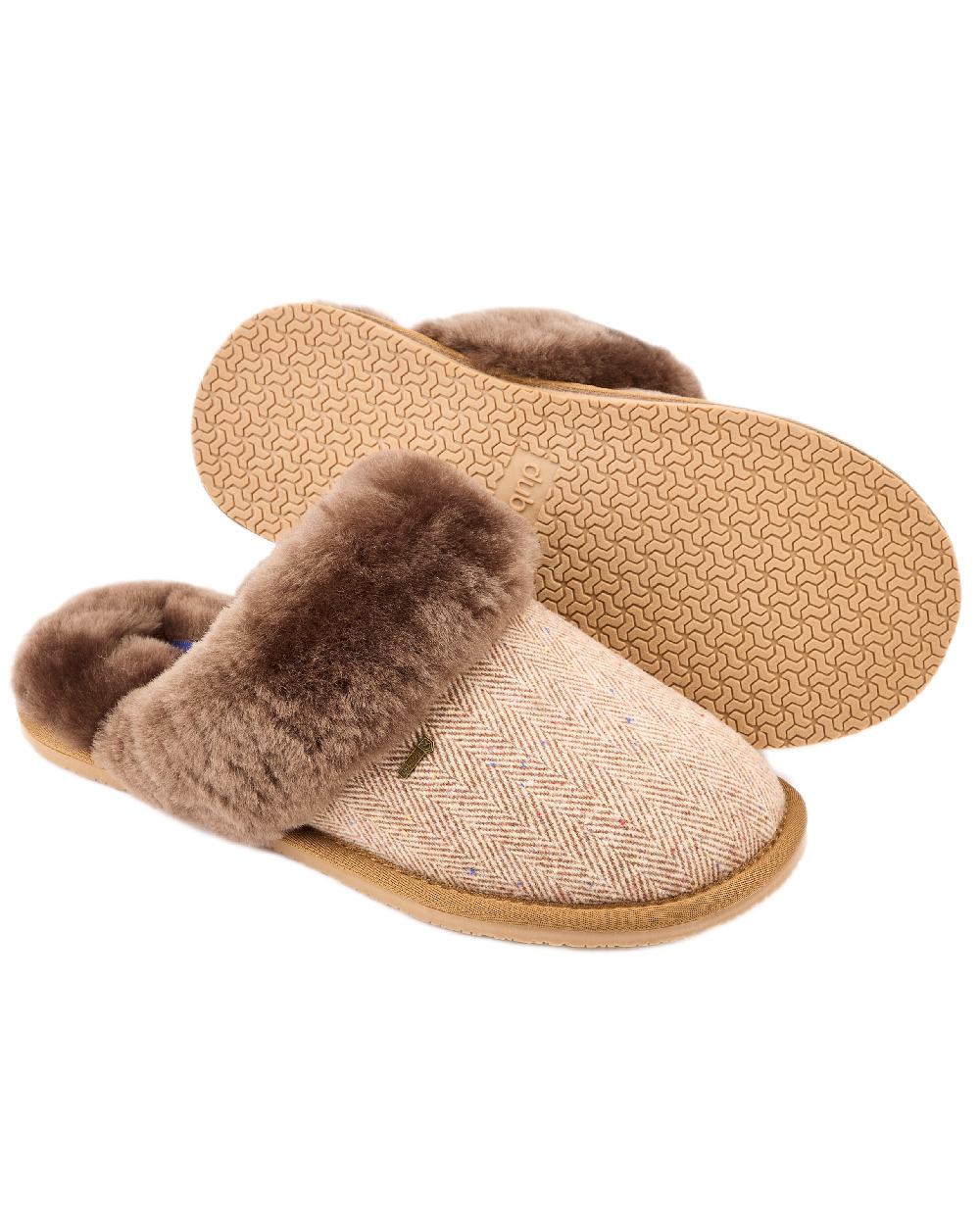 Camel Coloured Dubarry Womens Mullingar Mule Slippers on white background 