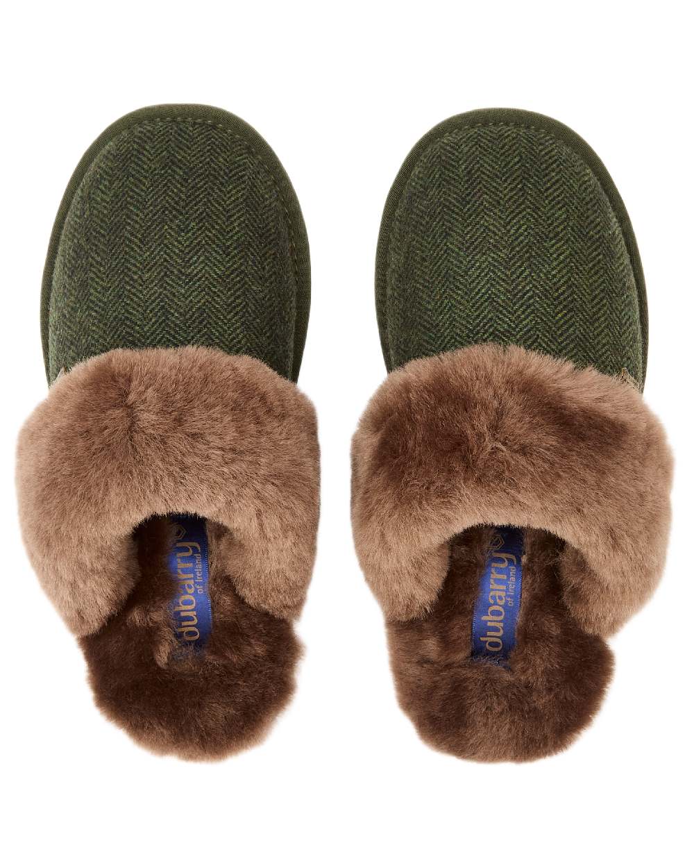 Olive Coloured Dubarry Womens Mullingar Mule Slippers on white background 