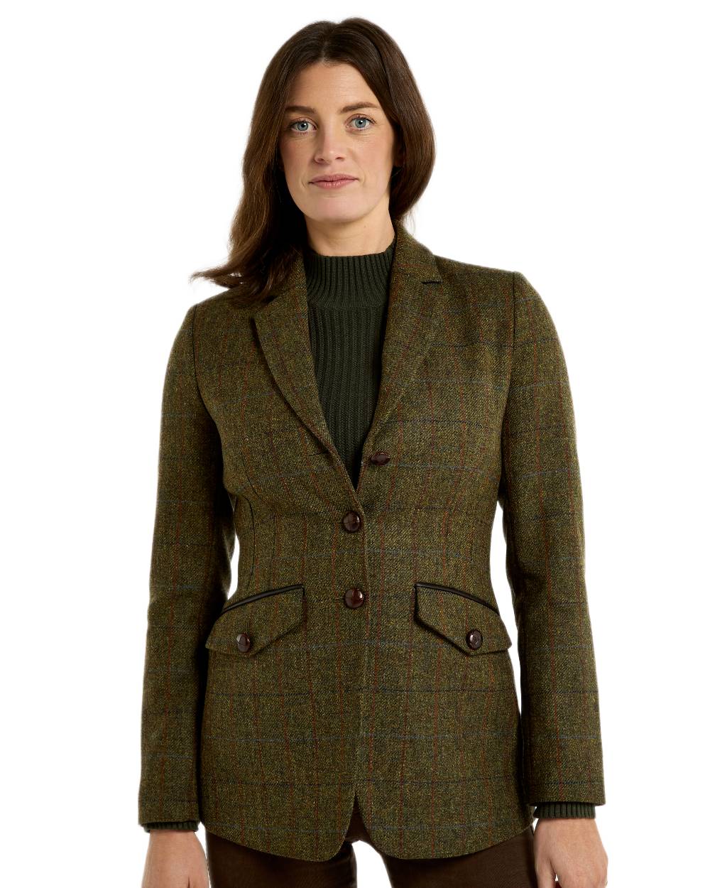 Thornwood coloured Dubarry Womens Oatfield Hacking Jacket on white background 
