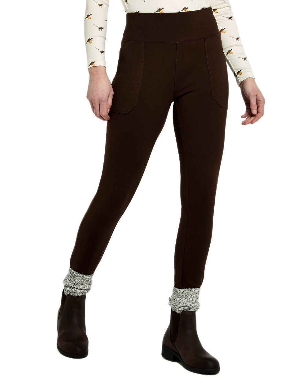 Bourbon coloured Dubarry Womens Pepperwort Leggings on white background 
