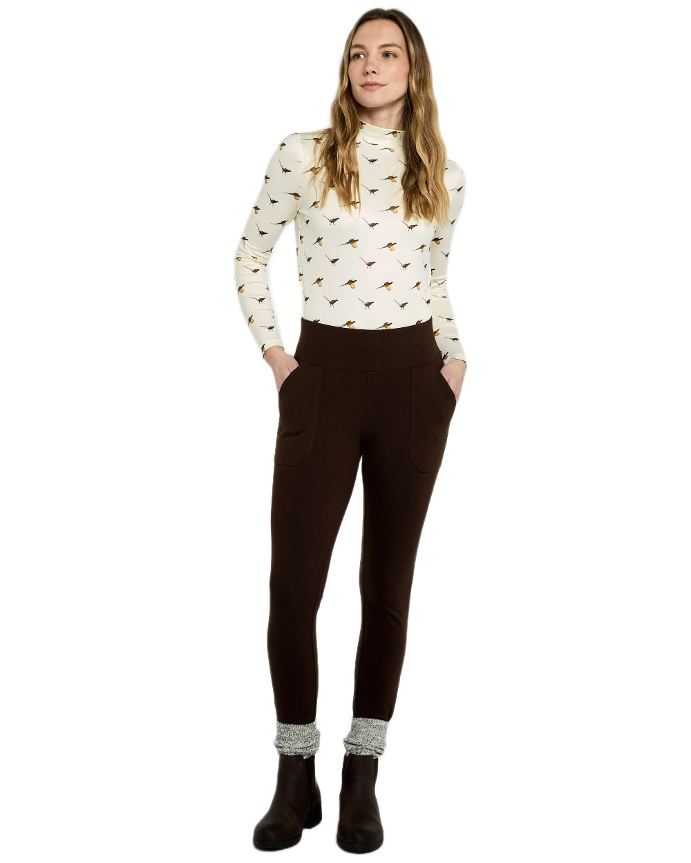 Bourbon coloured Dubarry Womens Pepperwort Leggings on white background 