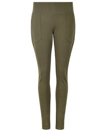 Olive coloured Dubarry Womens Pepperwort Leggings on white background 