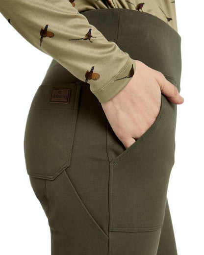 Olive coloured Dubarry Womens Pepperwort Leggings on white background 