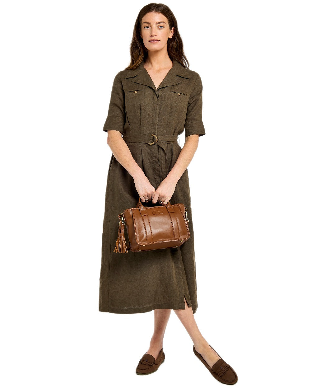 Caramel Coloured Dubarry Womens Ramelton Leather Handbag on white background 