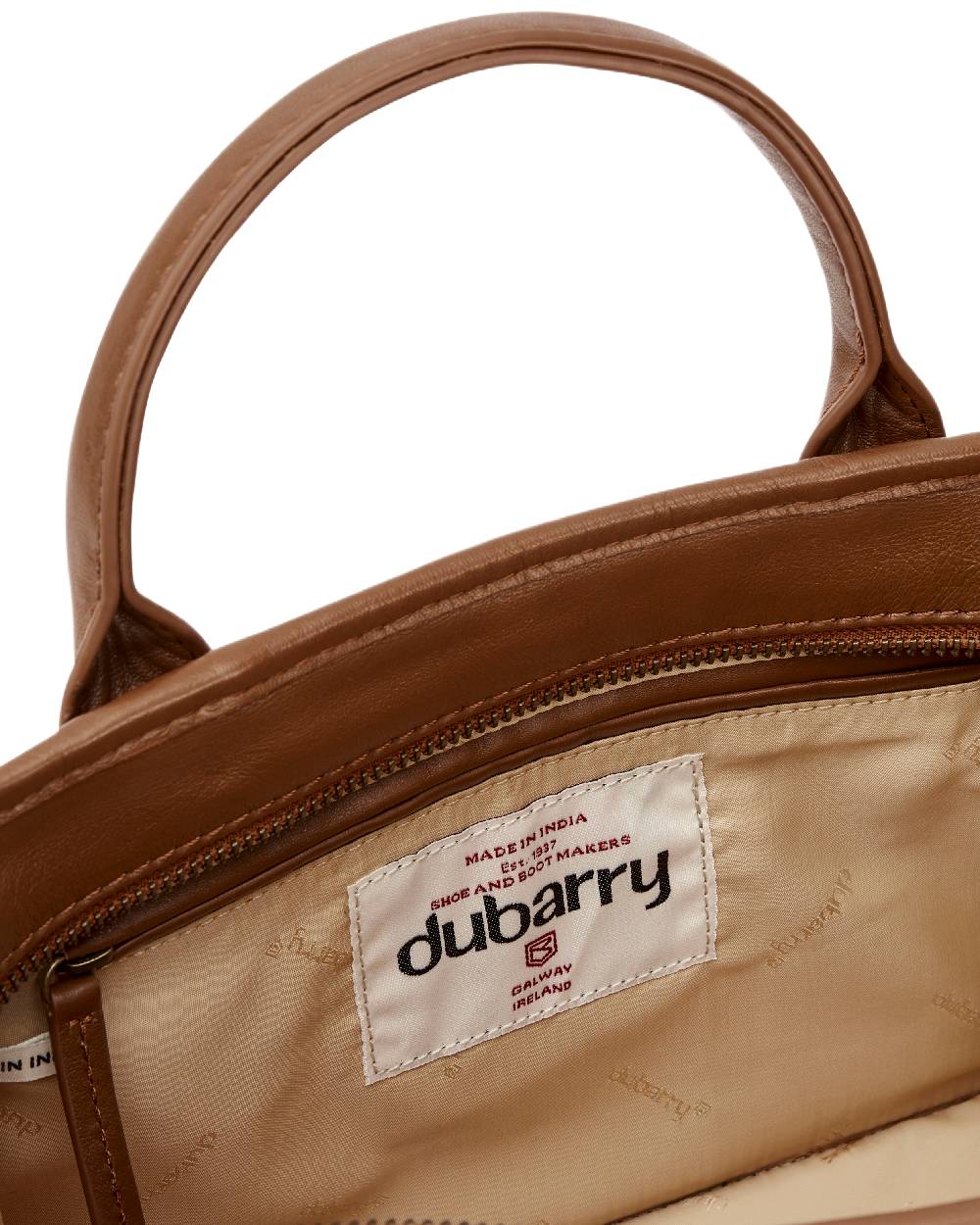 Caramel Coloured Dubarry Womens Ramelton Leather Handbag on white background 