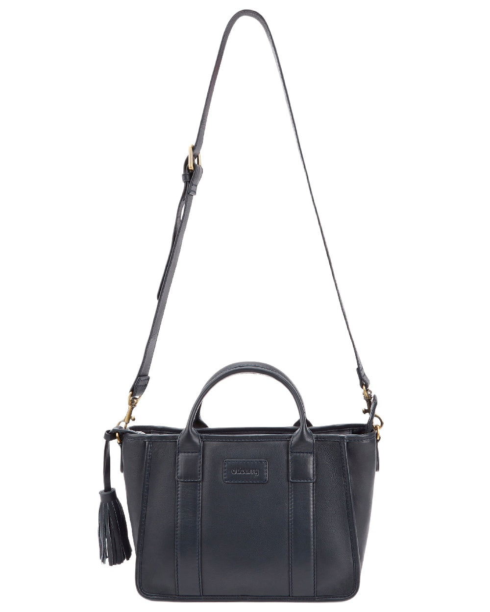 Navy Coloured Dubarry Womens Ramelton Leather Handbag on white background 