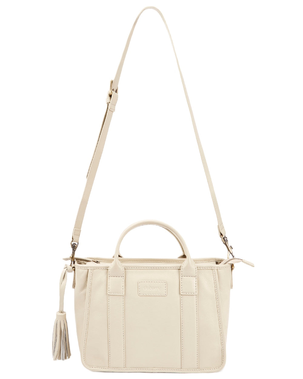 Oyster Coloured Dubarry Womens Ramelton Leather Handbag on white background 