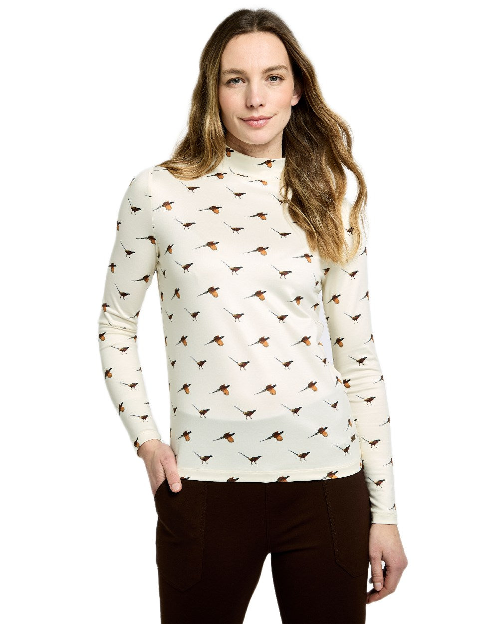 Cream Coloured Dubarry Womens Reynolds Printed Top on white background 