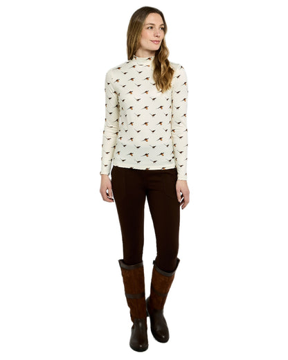 Cream Coloured Dubarry Womens Reynolds Printed Top on white background 