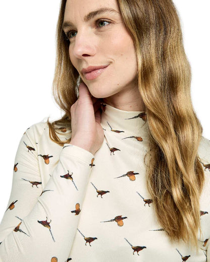 Cream Coloured Dubarry Womens Reynolds Printed Top on white background 