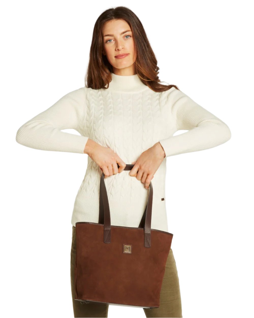 Walnut Coloured Dubarry Womens Rosemount Tote Bag on white background 