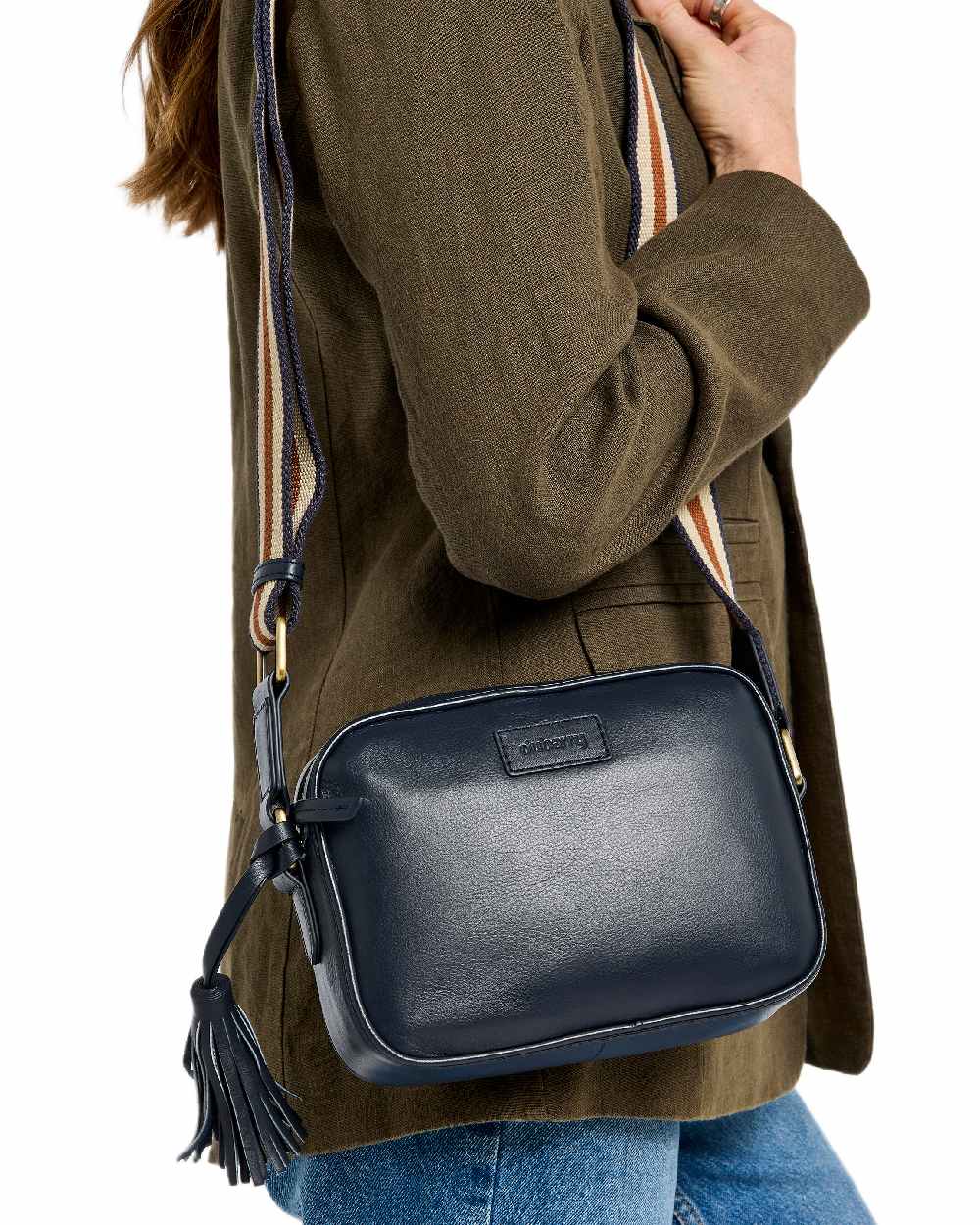 Navy Coloured Dubarry Womens Rostrevor Cross Body Bag on outdoor background 