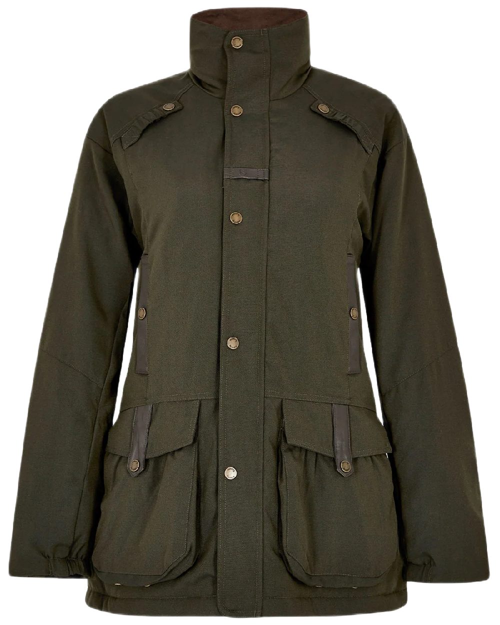 Olive Coloured Dubarry Womens Sherwood Jacket on white background 