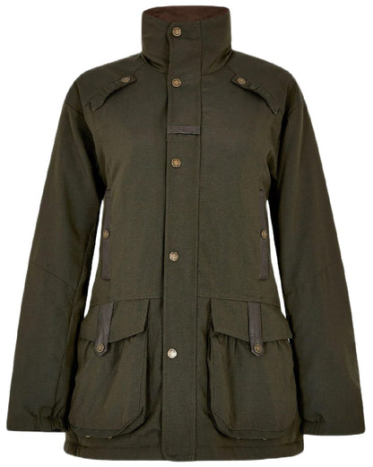 Olive Coloured Dubarry Womens Sherwood Jacket on white background 