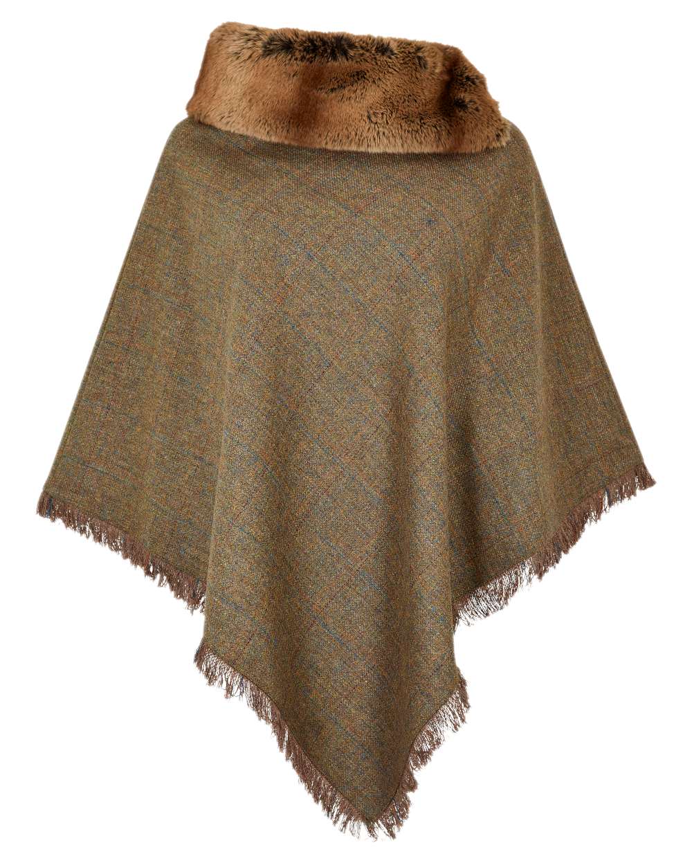 Burren Coloured Dubarry Womens Silverfir Tweed Poncho on white background 