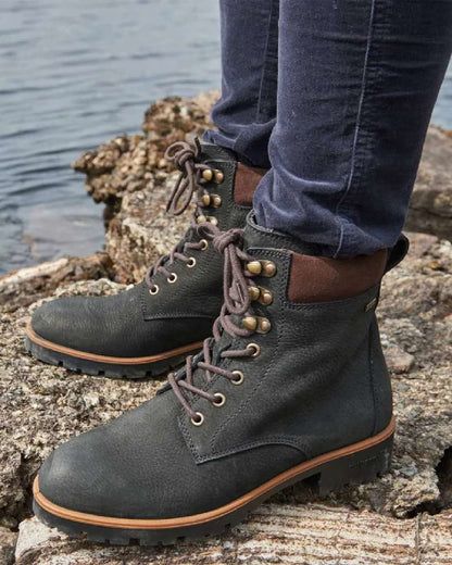 Black Coloured Dubarry Womens Strokestown Boots on outdoor background 