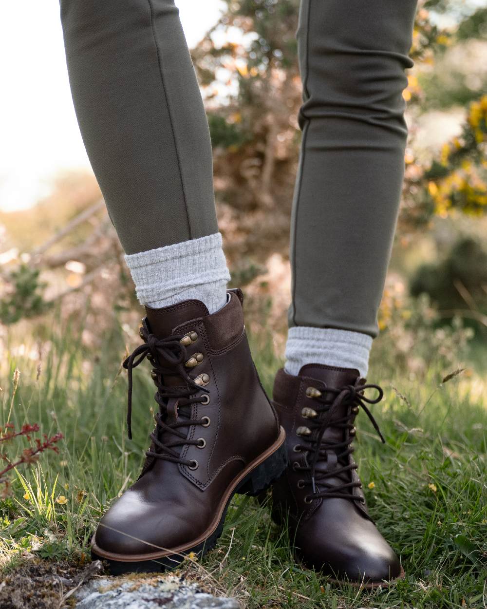 Mahogany Coloured Dubarry Womens Strokestown Boots on outdoor background 