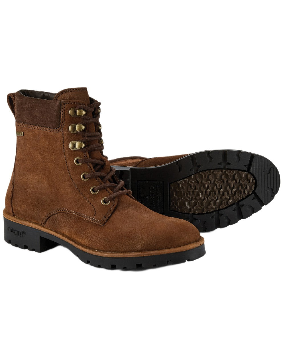 Walnut Coloured Dubarry Womens Strokestown Boots on white background 