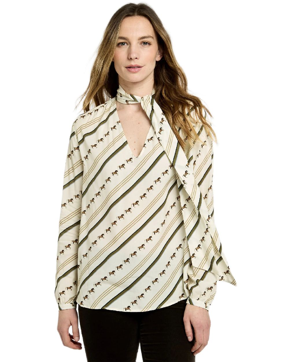 Ivory Coloured Dubarry Womens Sweetalison Tie-Neck Blouse on white background 