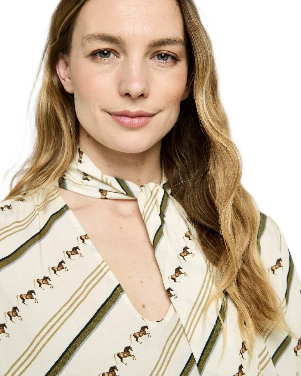 Ivory Coloured Dubarry Womens Sweetalison Tie-Neck Blouse on white background 