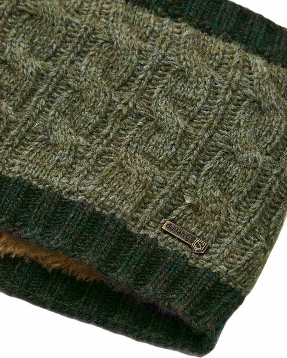 Olive coloured Dubarry Womens Walton Knitted Headband on white background 