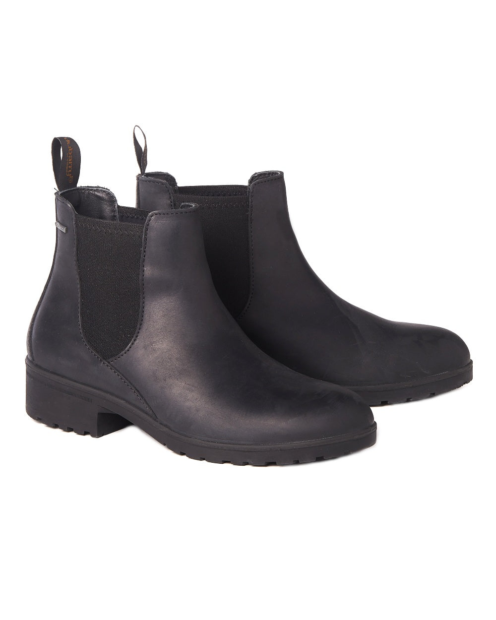 Black coloured Dubarry Womens Waterford Chelsea Boots on white background 