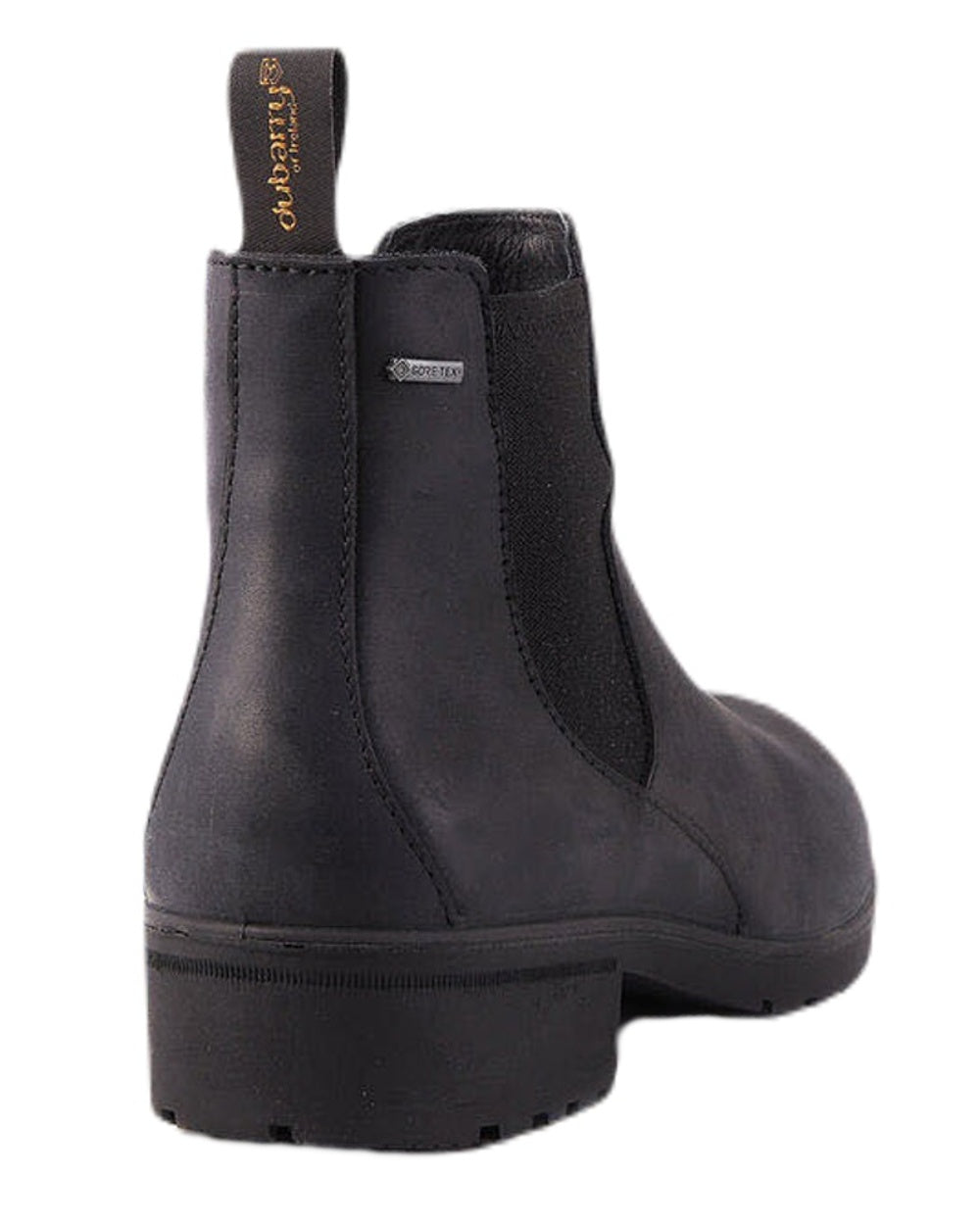 Black coloured Dubarry Womens Waterford Chelsea Boots on white background 