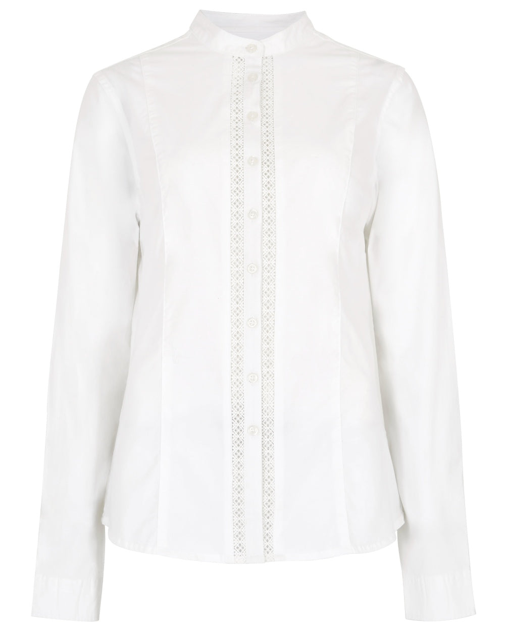 White Coloured Dubarry Womens Waterlily Mandarin Collar Shirt on white background 