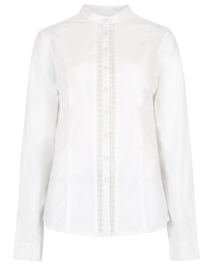 White Coloured Dubarry Womens Waterlily Mandarin Collar Shirt on white background 