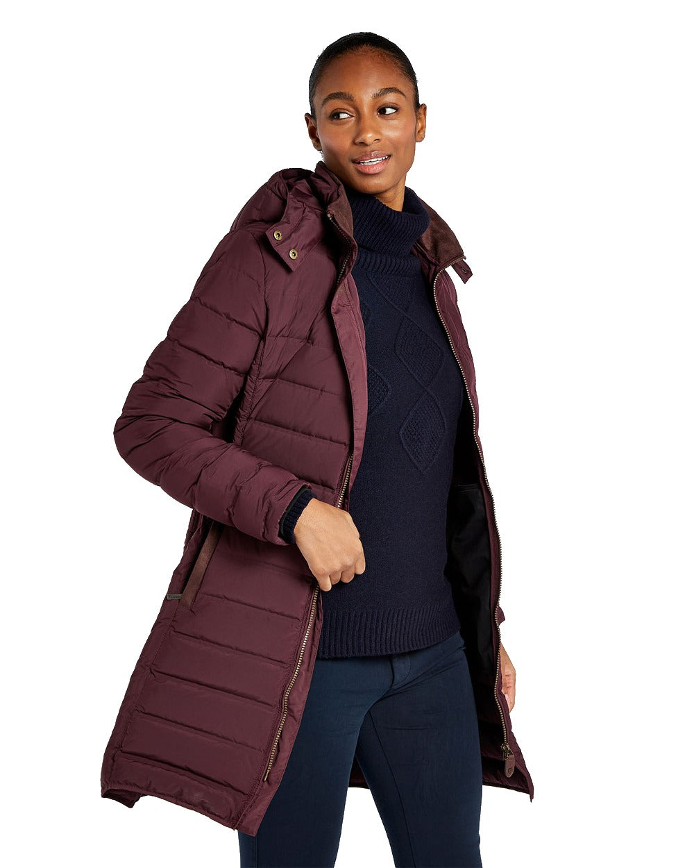 Currant Coloured Dubarry Ballybrophy Quilted Jacket On A White Background 