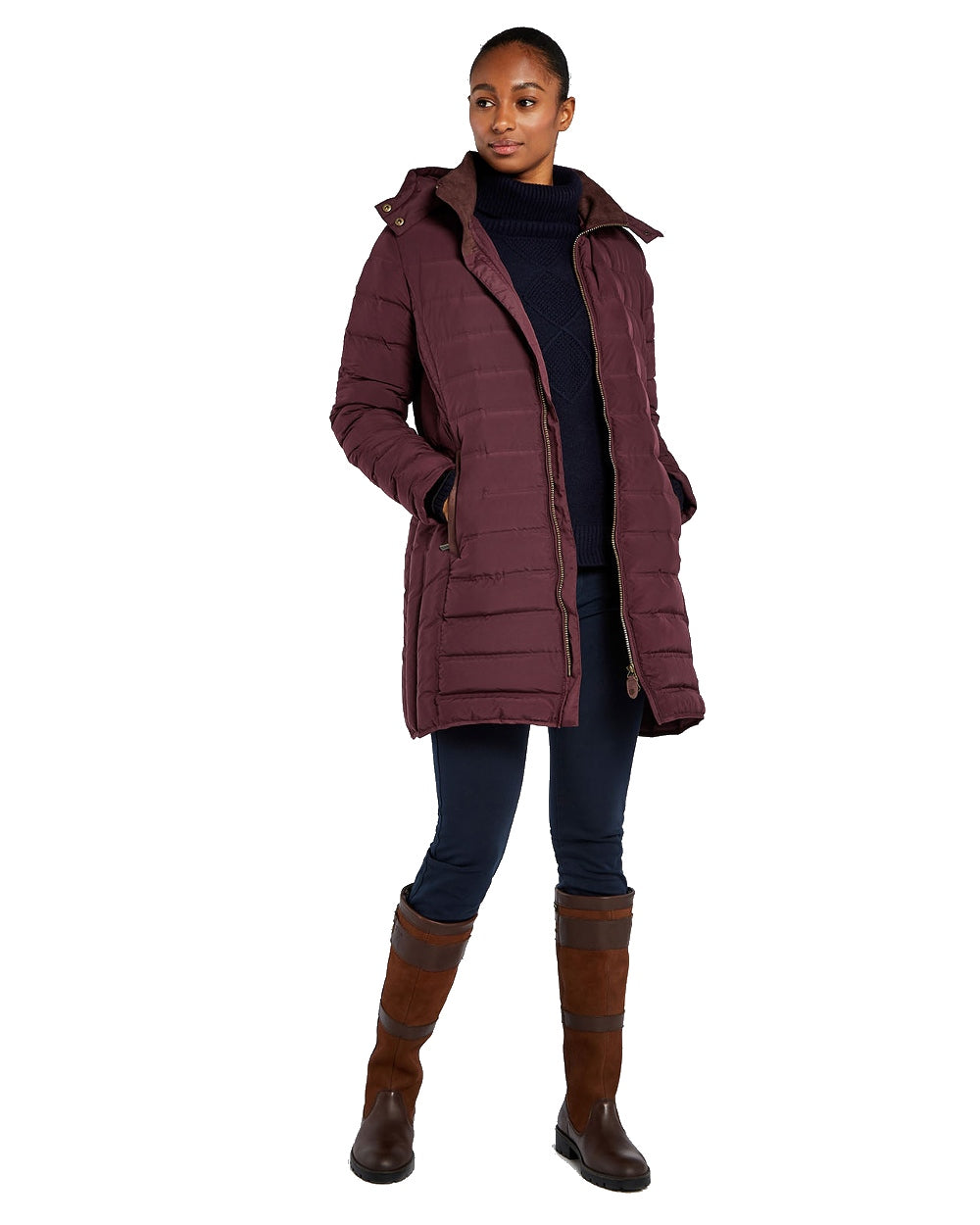 Currant Coloured Dubarry Ballybrophy Quilted Jacket On A White Background 