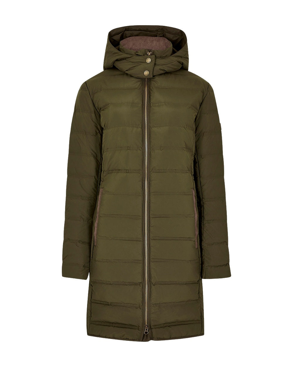 Olive Coloured Dubarry Ballybrophy Quilted Jacket On A White Background 