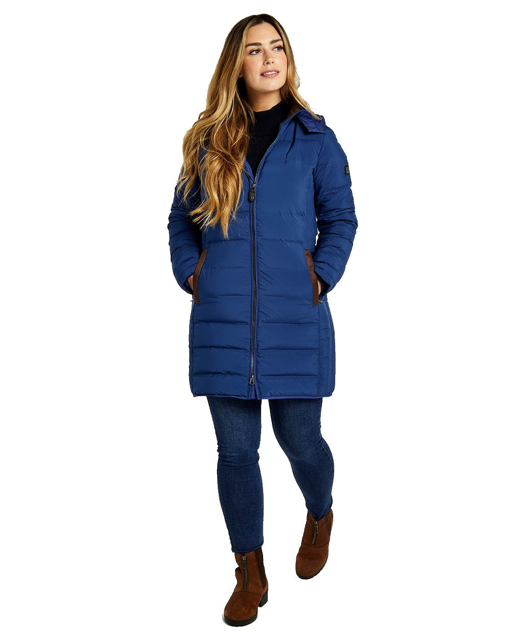 Peacock Blue Coloured Dubarry Ballybrophy Quilted Jacket On A White Background 