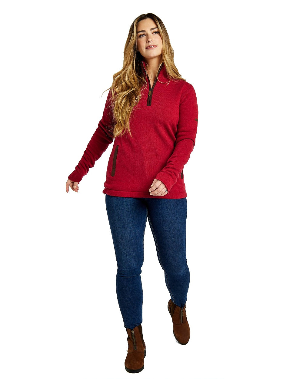 Dubarry Morrisey Zip Neck Sweater in Cardinal 