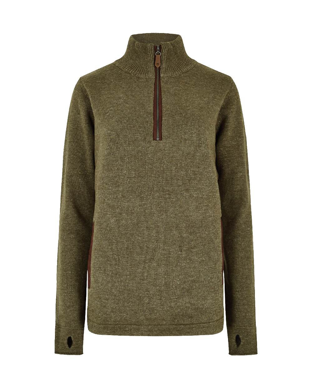  Dubarry Morrisey Zip Neck Sweater in Dusky Green 