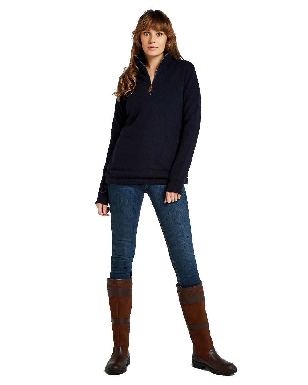 Dubarry Morrisey Zip Neck Sweater in Navy 