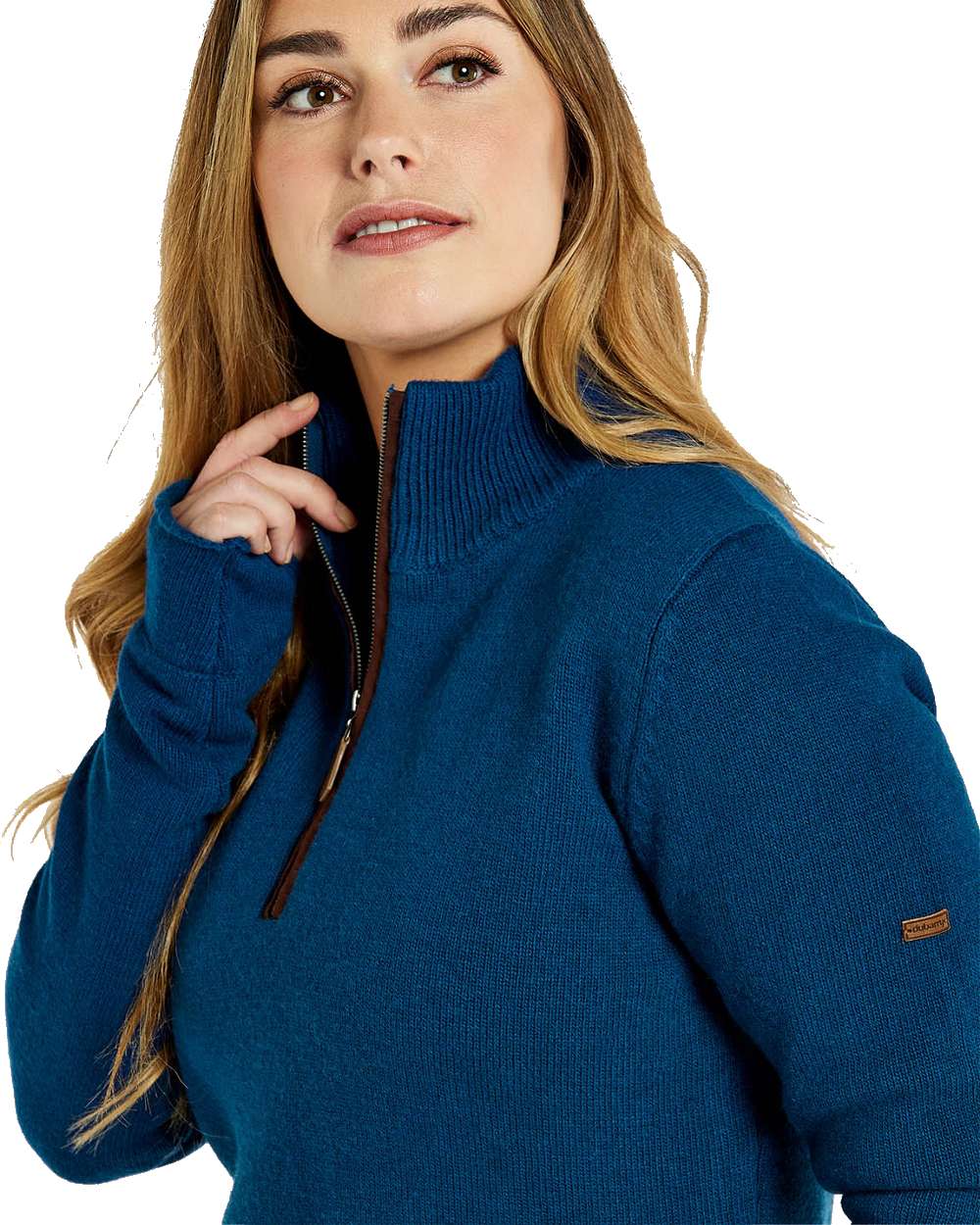 Dubarry Morrisey Zip Neck Sweater in Peacock Blue 
