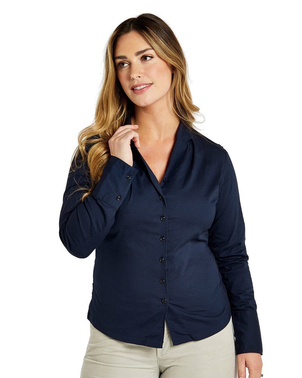 Becky Short Sleeved Blouse In Plus Size - Oxford Navy Blue