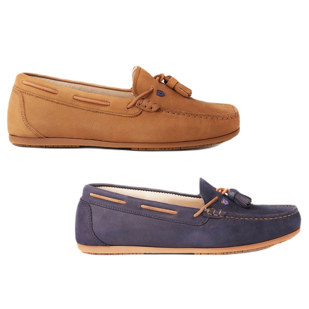 Dubarry Womens Jamaica Deck Shoes in Tan and Navy