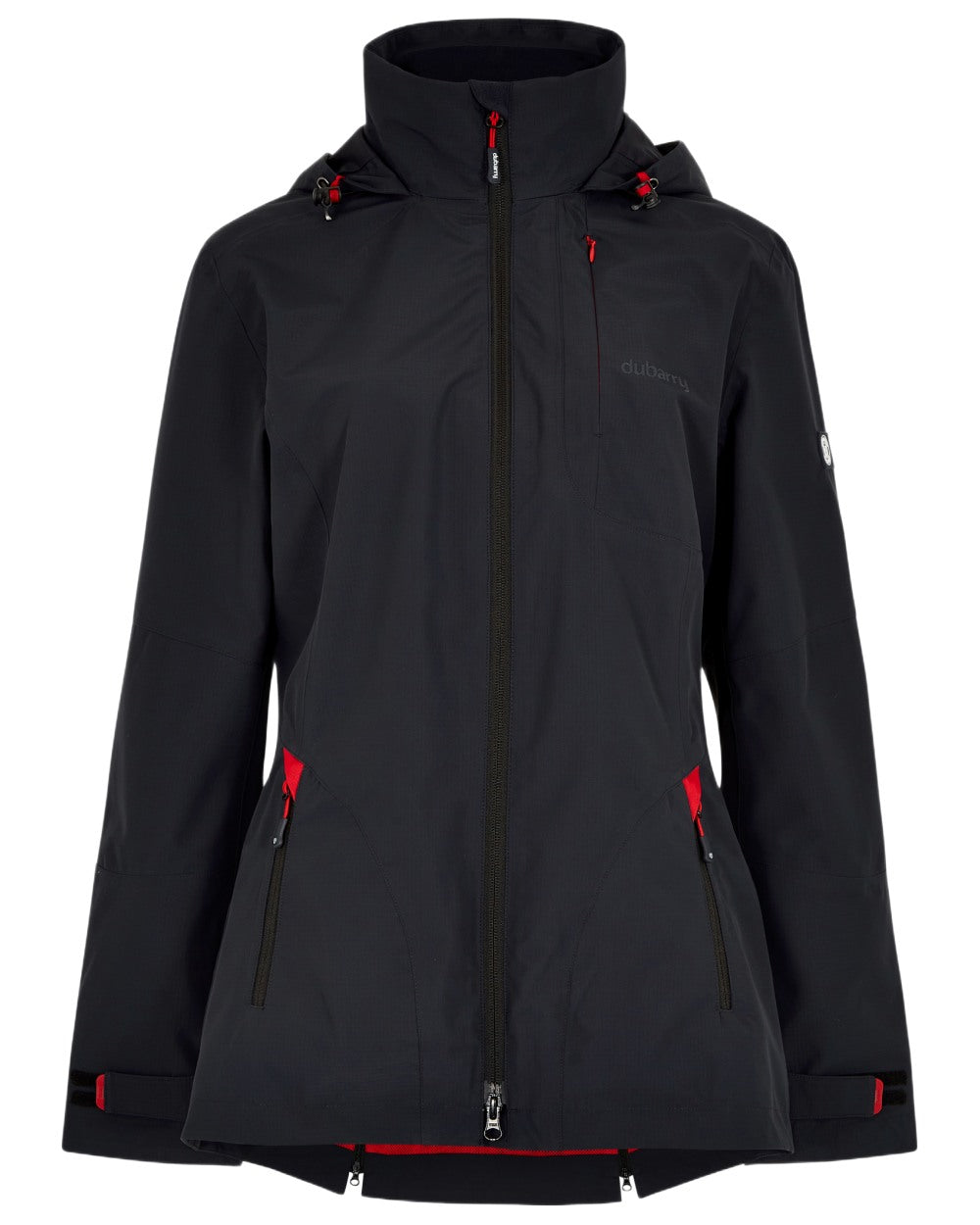 Navy coloured Dubarry Capeclear Waterproof Jacket on white background 