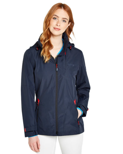 Navy coloured Dubarry Capeclear Waterproof Jacket on white background 