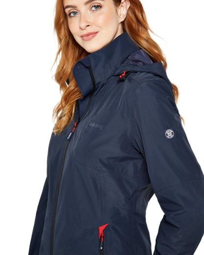 Navy coloured Dubarry Capeclear Waterproof Jacket on white background 
